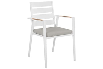 Matsalsset Valcanetto/Taviano Vitt/grått/ljust trä, 6-Sits - Vitt/grått/ljust trä, 6-Sits - Utemöbler - Utegrupp - Matgrupper utomhus