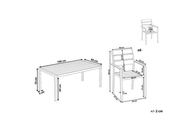 Matsalsset Vernio Ljus trä/svart - Ljus trä/svart - Utemöbler - Utegrupp - Matgrupper utomhus
