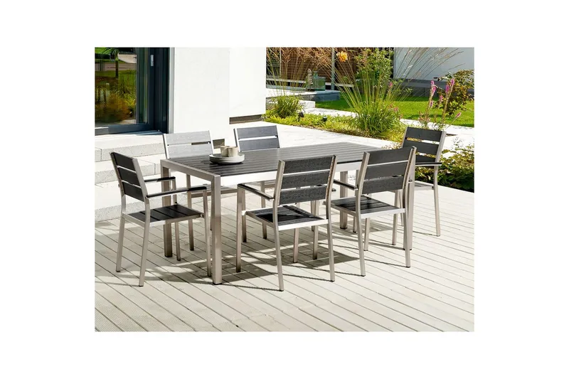 Matsalsset Vernio Svart/Silver - Svart/Silver - Utemöbler - Utegrupp - Matgrupper utomhus