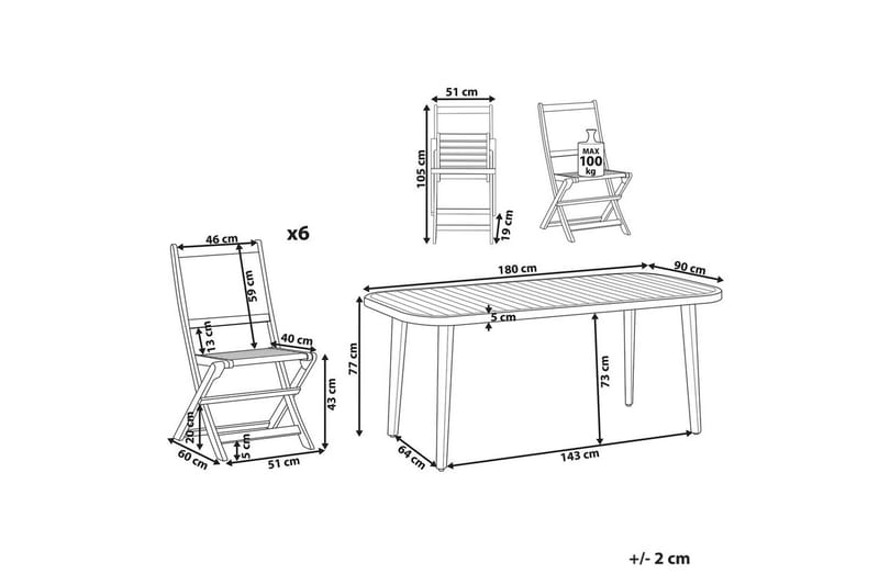 Matsalsset Paraggi 6-Sits - 6-Sits - Utemöbler - Utegrupp - Matgrupper utomhus