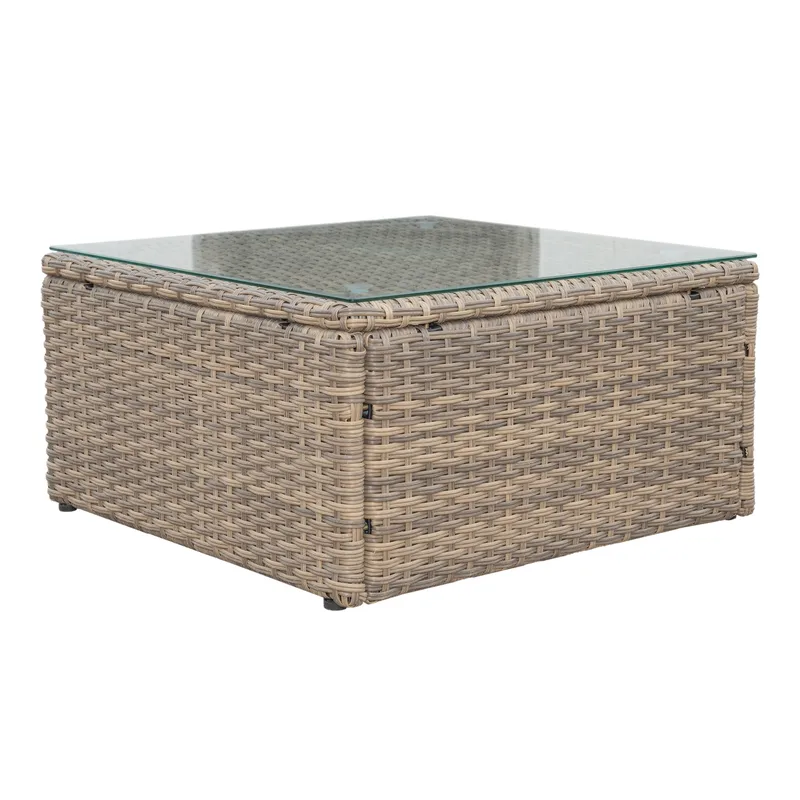 Mendoza l-formad 4-sits soffgrupp i konstrotting för altan och terrass - Brun - Utemöbler - Utegrupp - Loungegrupp