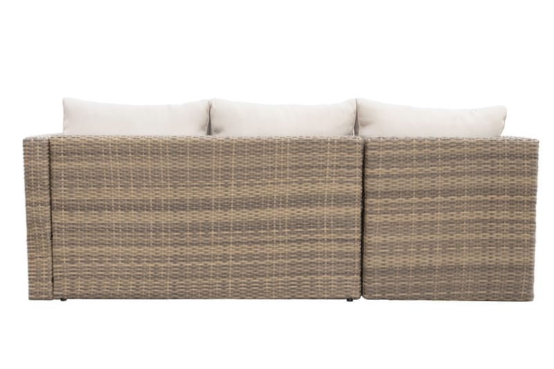 Mendoza l-formad 4-sits soffgrupp i konstrotting för altan och terrass - Brun - Utemöbler - Utegrupp - Loungegrupp