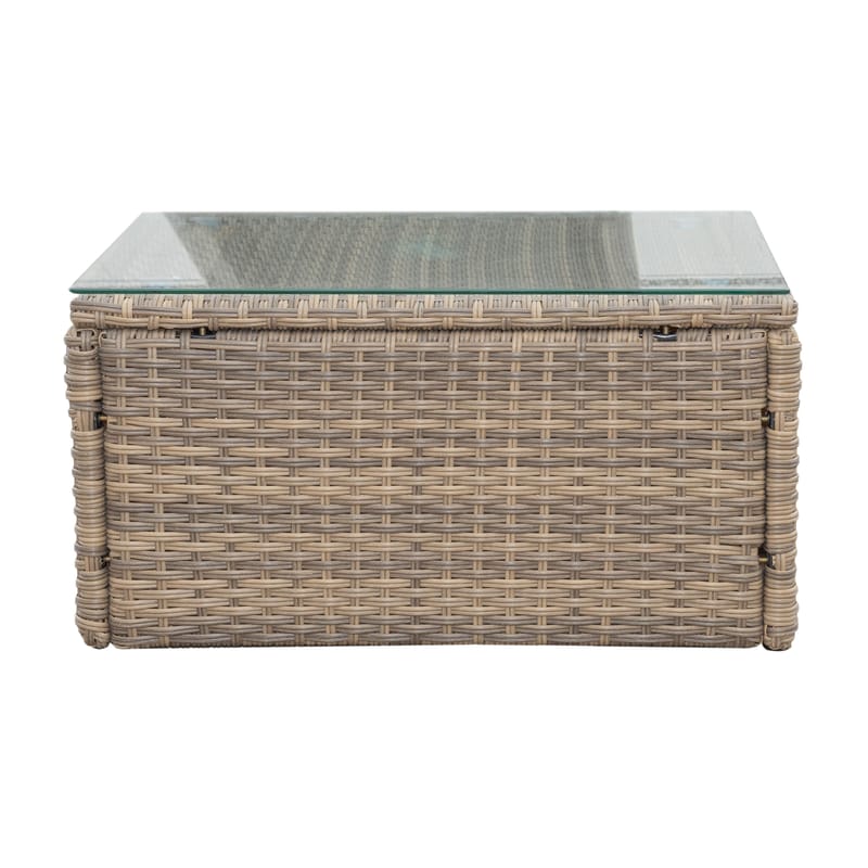 Mendoza l-formad 4-sits soffgrupp i konstrotting för altan och terrass - Brun - Utemöbler - Utegrupp - Loungegrupp