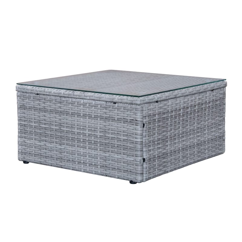 Mendoza l-formad 4-sits soffgrupp i konstrotting för altan och terrass - Grå - Utemöbler - Utegrupp - Loungegrupp