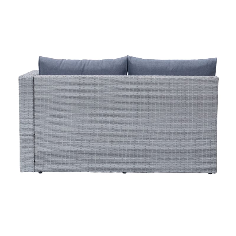 Mendoza l-formad 4-sits soffgrupp i konstrotting för altan och terrass - Grå - Utemöbler - Utegrupp - Loungegrupp