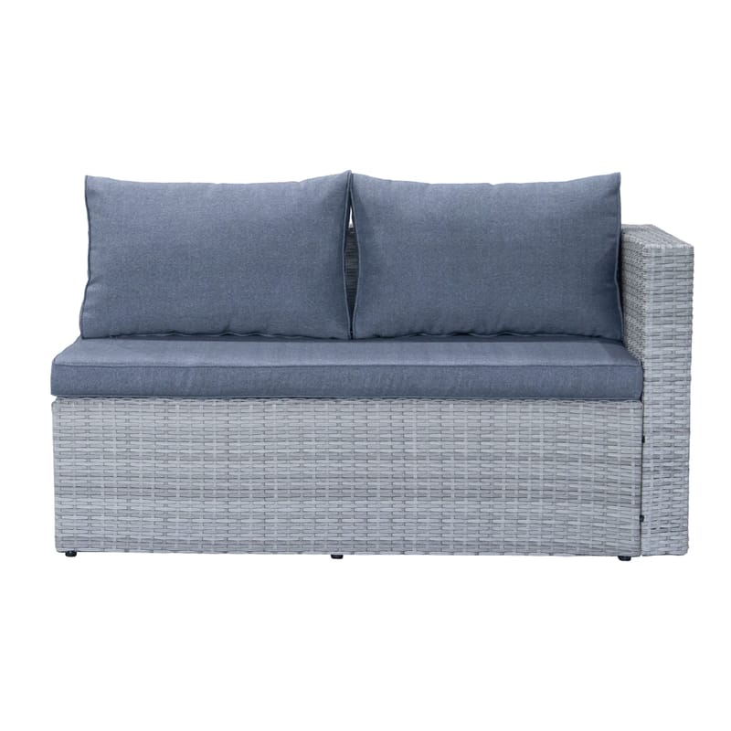 Mendoza l-formad 4-sits soffgrupp i konstrotting för altan och terrass - Grå - Utemöbler - Utegrupp - Loungegrupp