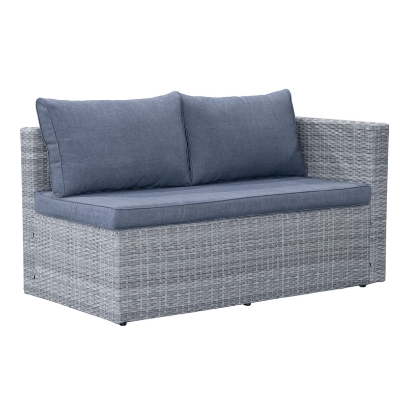 Mendoza l-formad 4-sits soffgrupp i konstrotting för altan och terrass - Grå - Utemöbler - Utegrupp - Loungegrupp