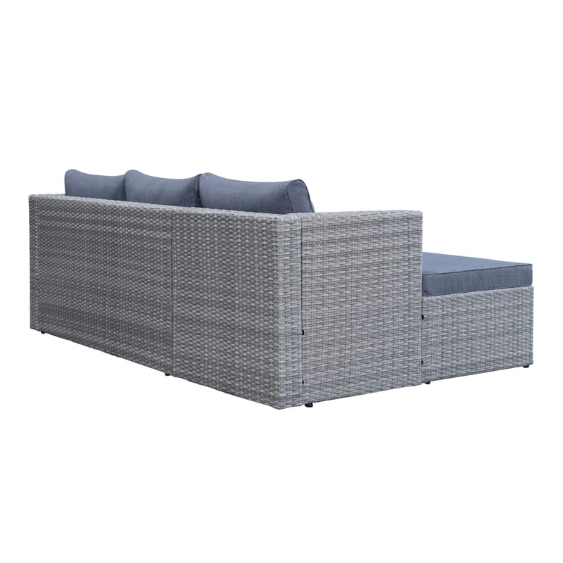 Mendoza l-formad 4-sits soffgrupp i konstrotting för altan och terrass - Grå - Utemöbler - Utegrupp - Loungegrupp