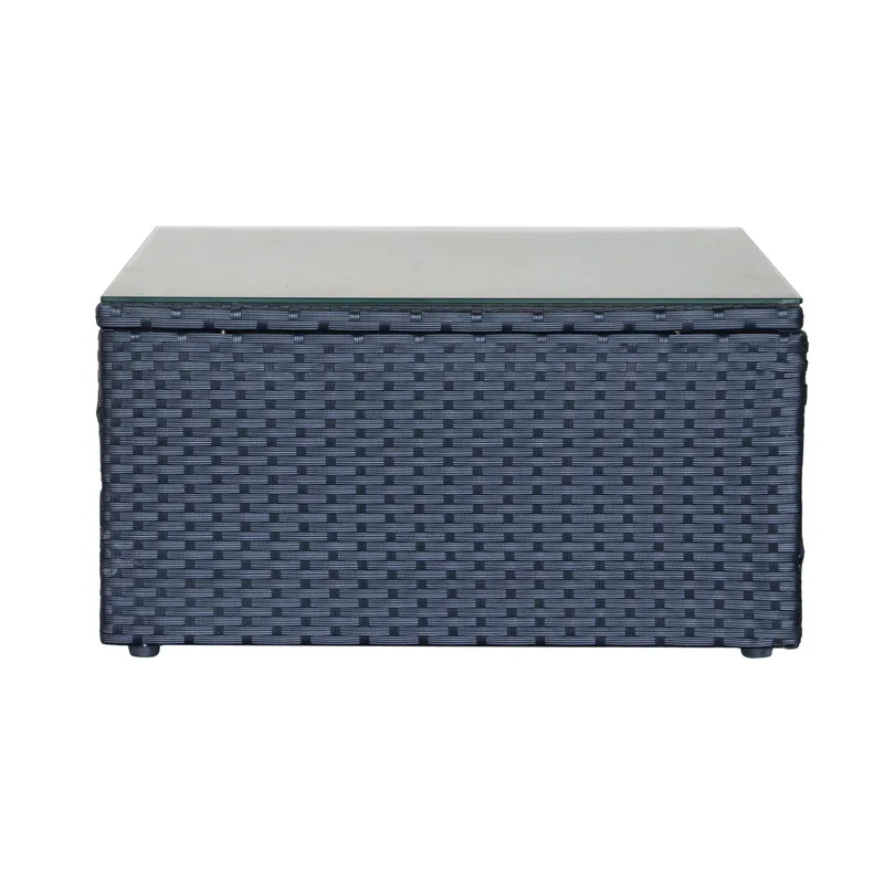 Mendoza l-formad 4-sits soffgrupp i konstrotting för altan och terrass - Svart / Vita dynor - Utemöbler - Utegrupp - Loungegrupp