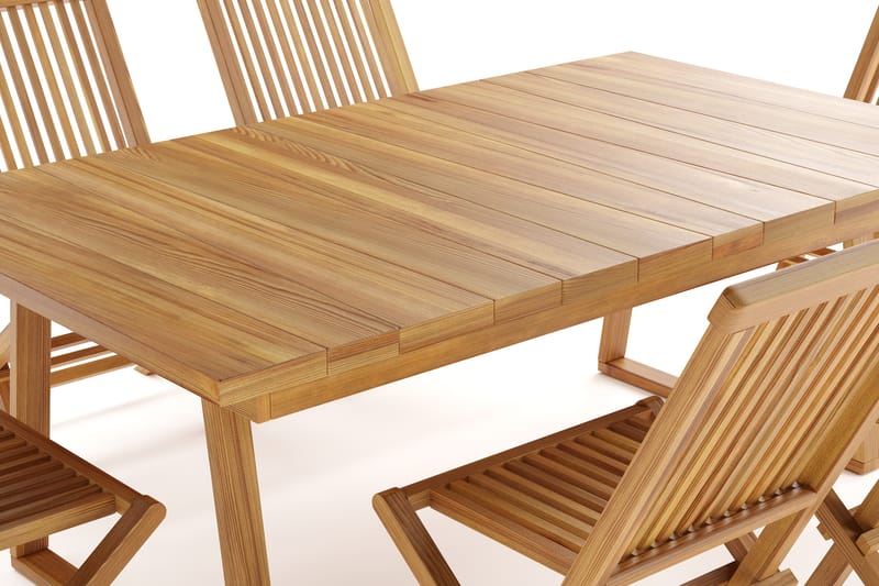 Menorca Stor Matgrupp Utomhus - Rektangulärt bord i trä med 6 Matstolar - Teak / Natur - Utemöbler - Utegrupp - Matgrupper utomhus