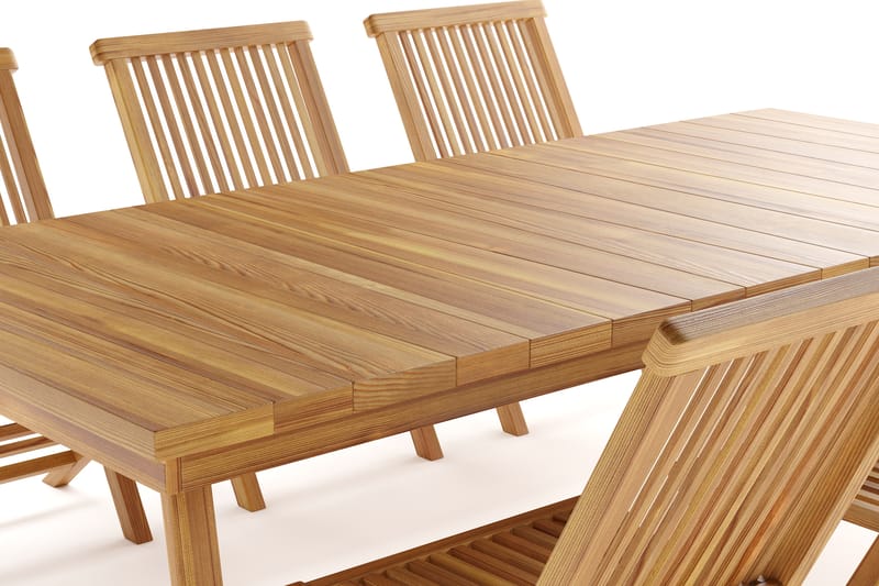 Menorca Stor Matgrupp Utomhus - Rektangulärt bord i trä med 6 Matstolar - Trä/natur - Utemöbler - Utegrupp - Matgrupper utomhus