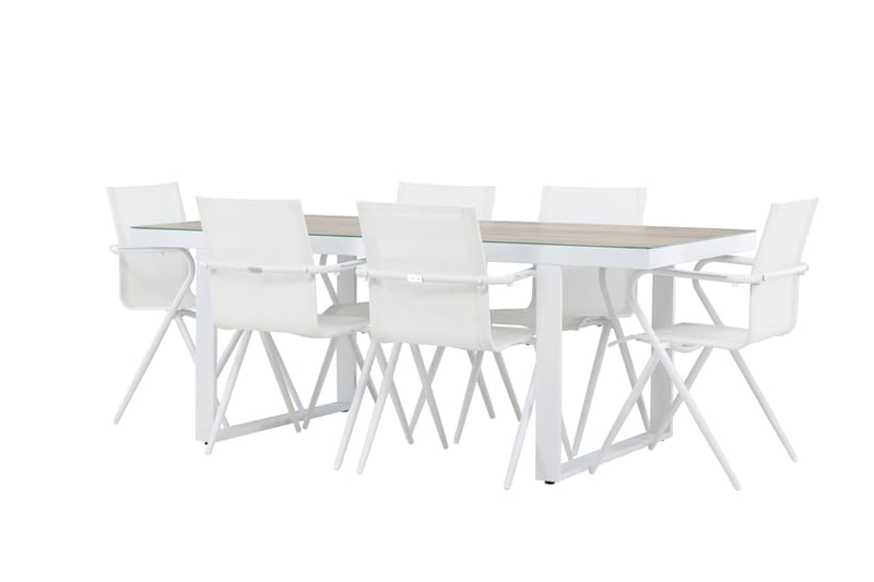 Merlo Matgrupp 200 cm + 6 st Alling Matstolar Vit