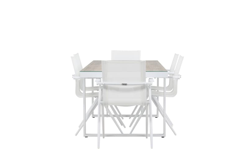 Merlo Matgrupp 200 cm + 6 st Alling Matstolar Vit - Utemöbler - Utegrupp - Matgrupper utomhus