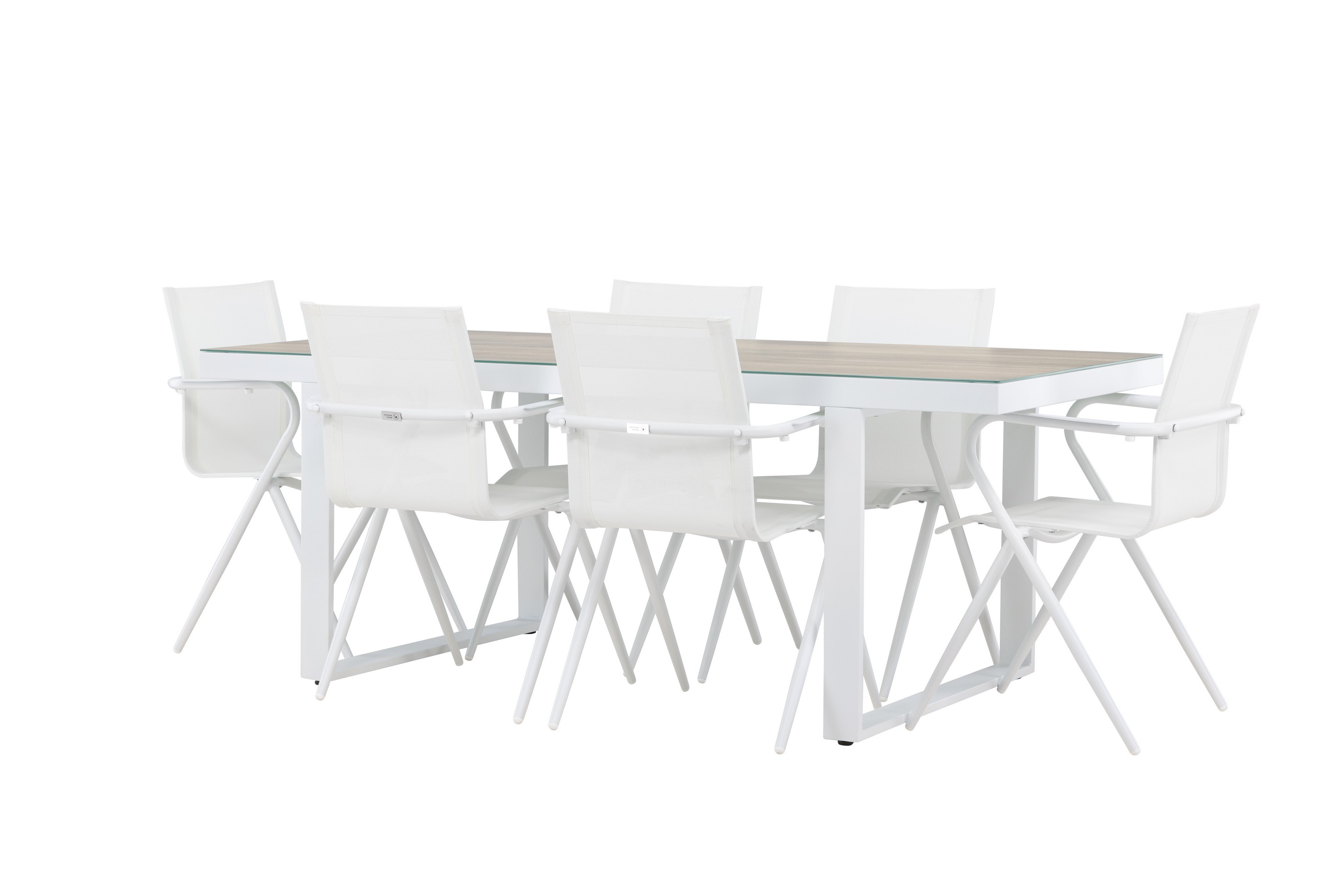 merlo matgrupp utomhus 200 cm + 6 st alling matstolar vit -