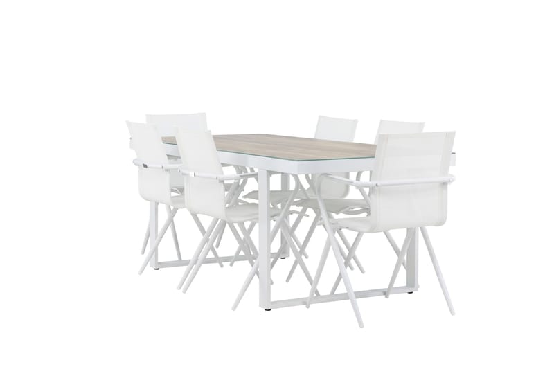 Merlo Matgrupp 200 cm + 6 st Alling Matstolar Vit - Utemöbler - Utegrupp - Matgrupper utomhus
