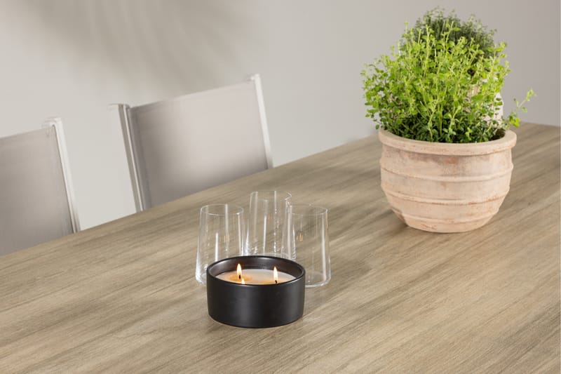 Merlo Matgrupp Utomhus 200 cm + 6 st Copacabana Matstolar Beige/Vit - Utemöbler - Utegrupp - Matgrupper utomhus