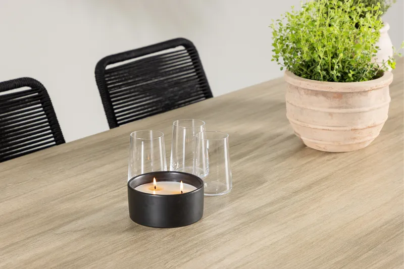 Merlo Matgrupp Utomhus 200 cm + 6 st Hochanas Matstolar Svart/Brun - Utemöbler - Utegrupp - Matgrupper utomhus