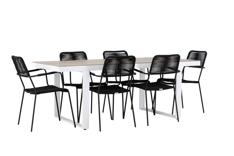 Merlo Matgrupp Utomhus + 6 Utestolar - Vit - Utemöbler - Utegrupp - Matgrupper utomhus