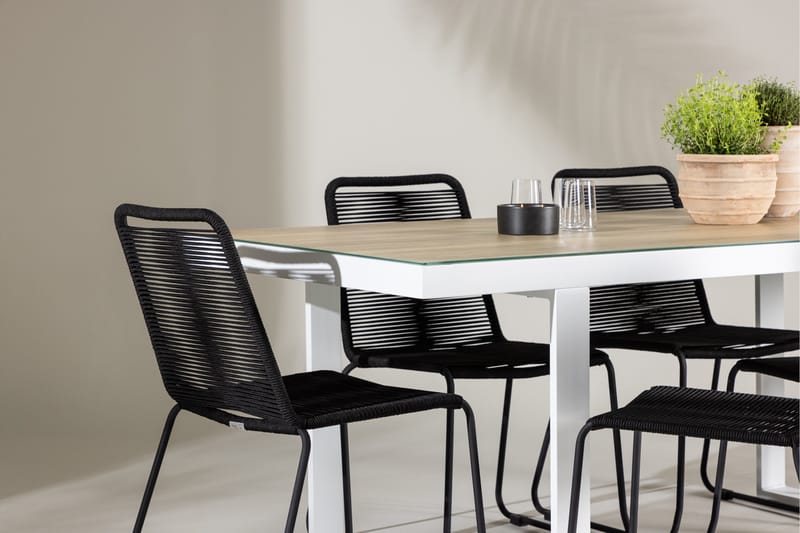 Merlo Matgrupp Utomhus + 6 Utestolar - Vit - Utemöbler - Utegrupp - Matgrupper utomhus