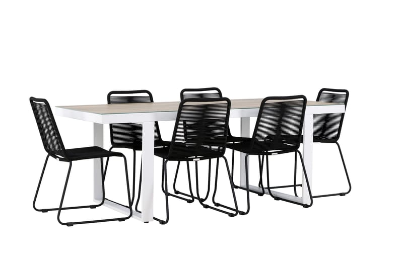 Merlo Matgrupp Utomhus + 6 Utestolar - Vit - Utemöbler - Utegrupp - Matgrupper utomhus