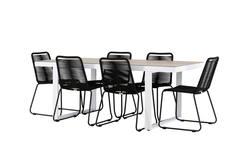 Merlo Matgrupp Utomhus + 6 Utestolar - Vit - Utemöbler - Utegrupp - Matgrupper utomhus