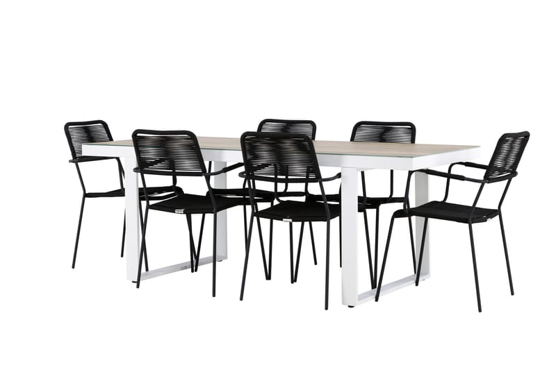 Merlo Matgrupp Utomhus + 6 Utestolar - Vit - Utemöbler - Utegrupp - Matgrupper utomhus