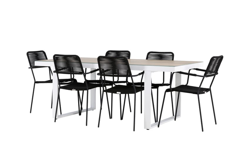 Merlo Matgrupp Utomhus + 6 Utestolar - Vit - Utemöbler - Utegrupp - Matgrupper utomhus