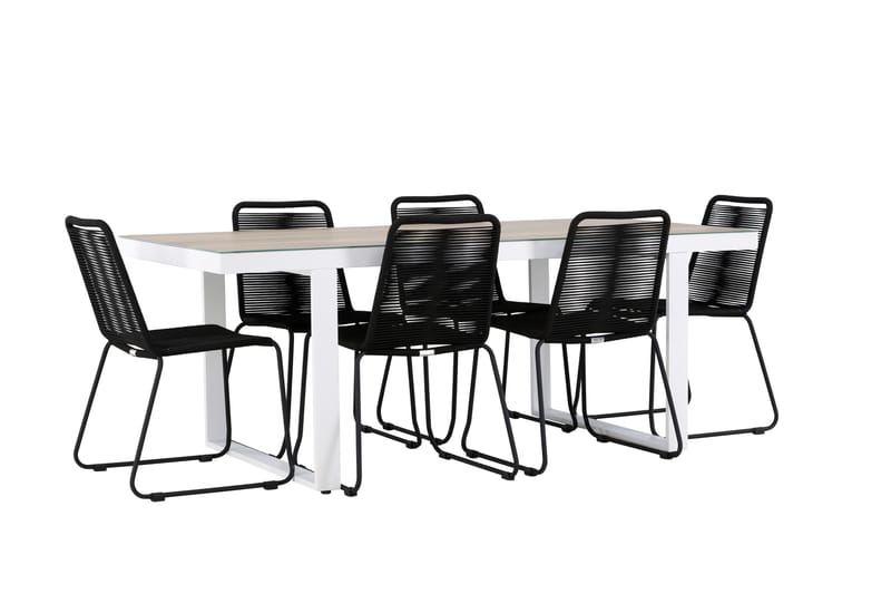 Merlo Matgrupp Utomhus + 6 Utestolar - Vit - Utemöbler - Utegrupp - Matgrupper utomhus