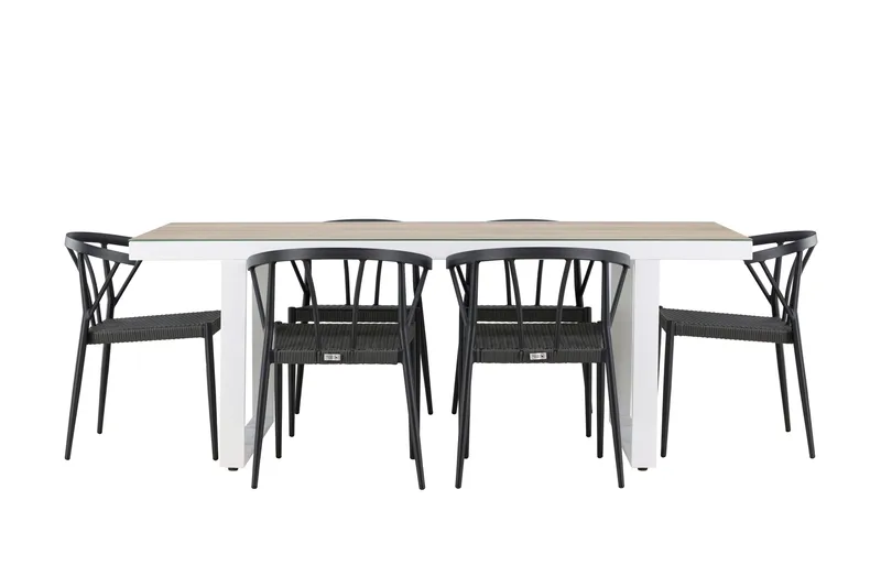 Merlo Matgrupp Utomhus + 6 Utestolar, Vit