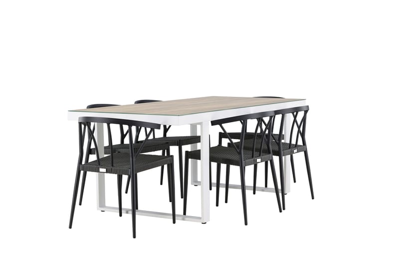 Merlo Matgrupp Utomhus + 6 Utestolar - Vit - Utemöbler - Utegrupp - Matgrupper utomhus