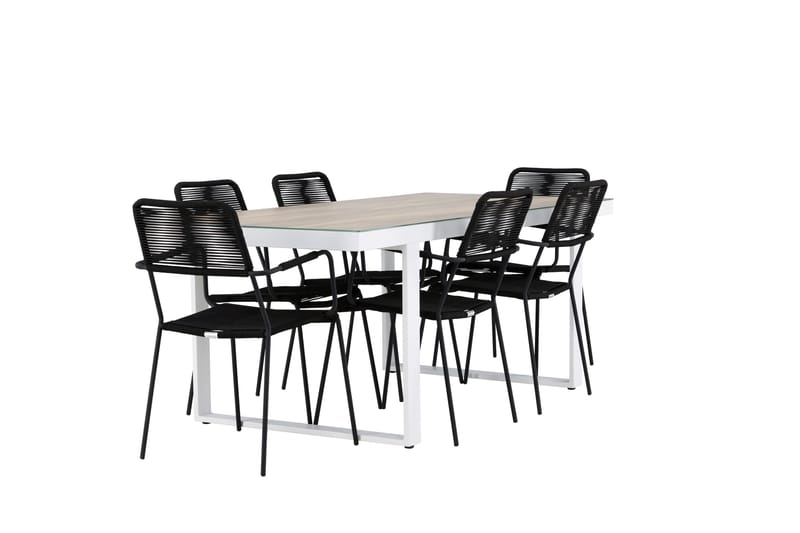 Merlo Matgrupp Utomhus + 6 Utestolar - Vit - Utemöbler - Utegrupp - Matgrupper utomhus