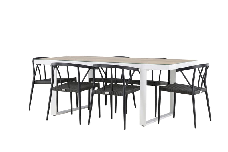 Merlo Matgrupp Utomhus + 6 Utestolar - Vit - Utemöbler - Utegrupp - Matgrupper utomhus