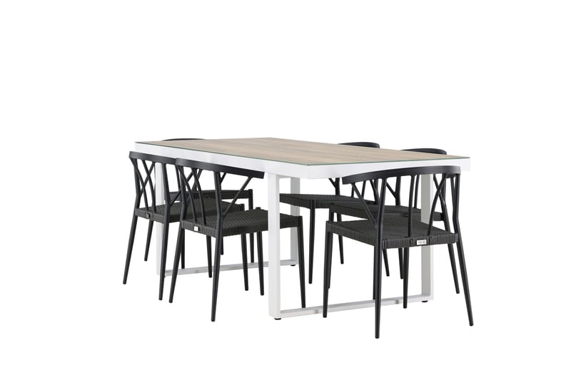 Merlo Matgrupp Utomhus + 6 Utestolar - Vit - Utemöbler - Utegrupp - Matgrupper utomhus