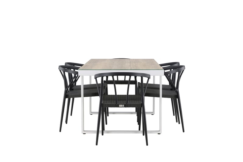 Merlo Matgrupp Utomhus + 6 Utestolar - Vit - Utemöbler - Utegrupp - Matgrupper utomhus