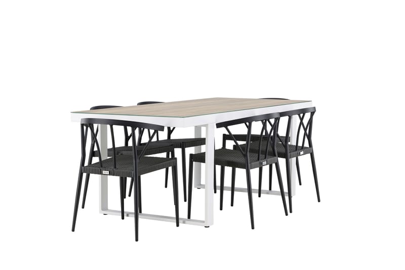 Merlo Matgrupp Utomhus + 6 Utestolar - Vit - Utemöbler - Utegrupp - Matgrupper utomhus