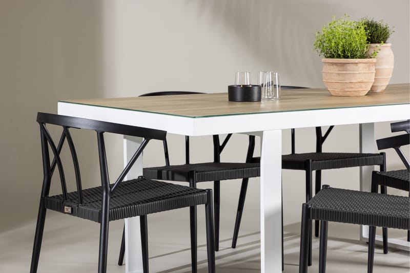 Merlo Matgrupp Utomhus + 6 Utestolar - Vit - Utemöbler - Utegrupp - Matgrupper utomhus
