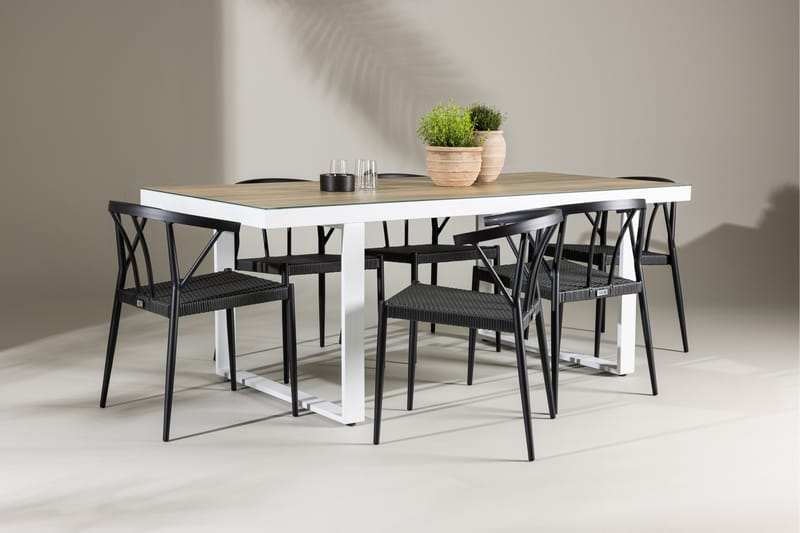 Merlo Matgrupp Utomhus + 6 Utestolar - Vit - Utemöbler - Utegrupp - Matgrupper utomhus