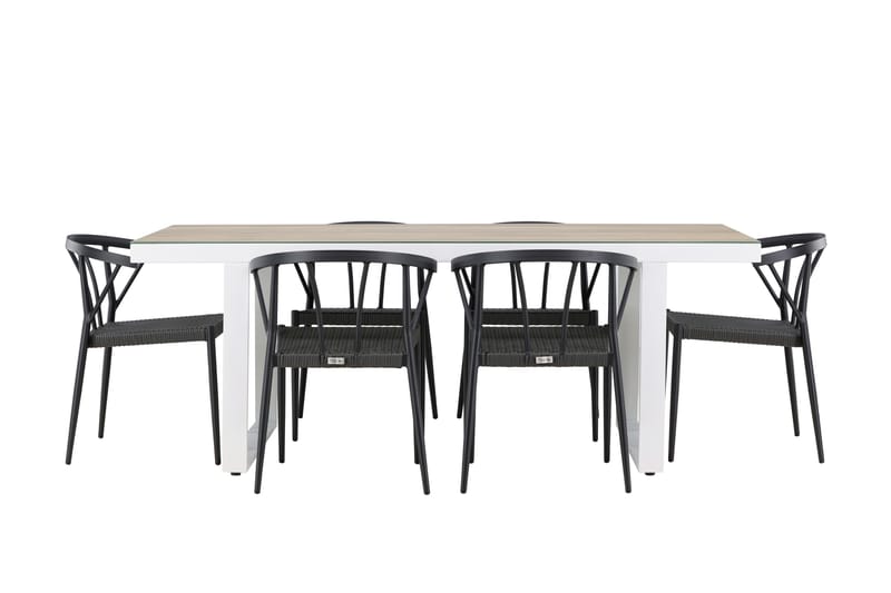 Merlo Matgrupp Utomhus + 6 Utestolar - Vit - Utemöbler - Utegrupp - Matgrupper utomhus