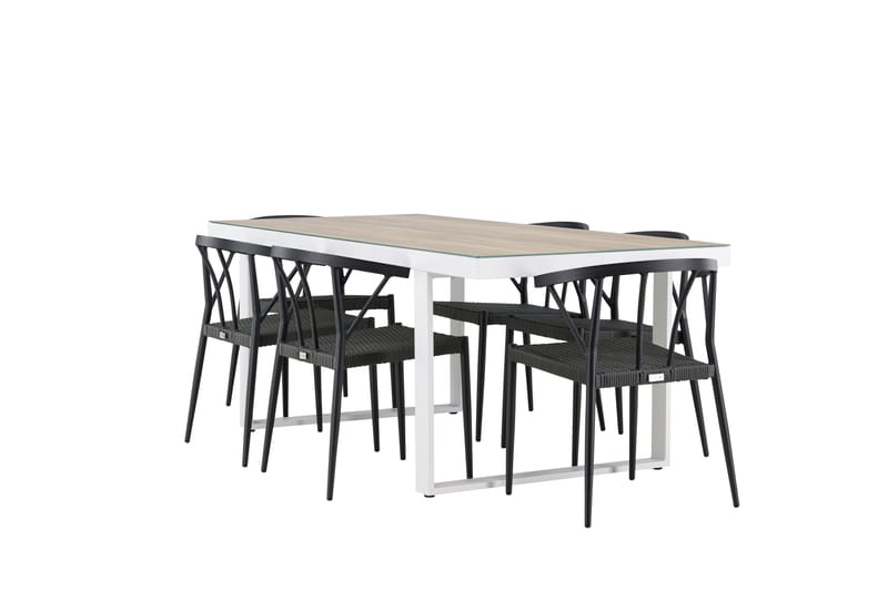 Merlo Matgrupp Utomhus + 6 Utestolar - Vit - Utemöbler - Utegrupp - Matgrupper utomhus