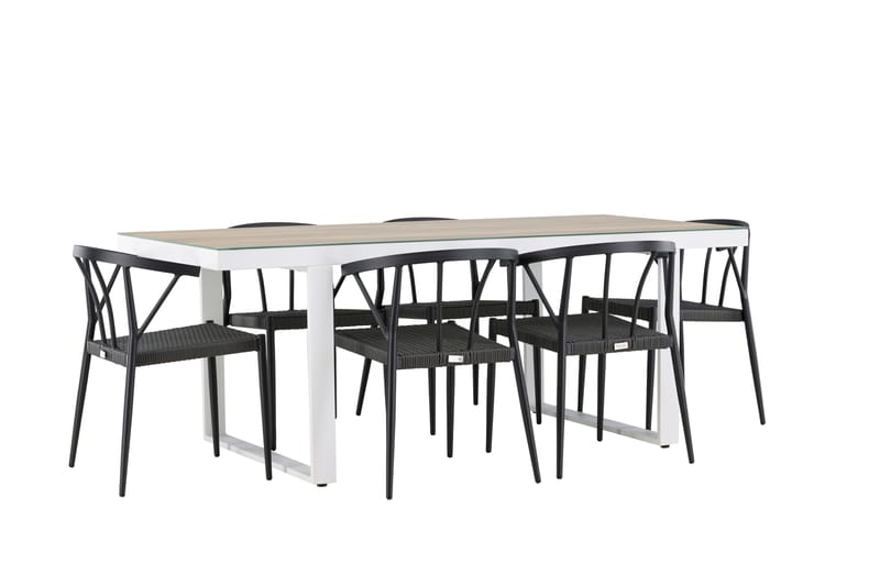 Merlo Matgrupp Utomhus + 6 Utestolar - Vit - Utemöbler - Utegrupp - Matgrupper utomhus