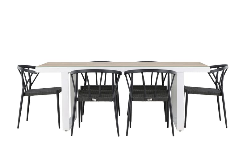 Merlo Matgrupp Utomhus + 6 Utestolar - Vit - Utemöbler - Utegrupp - Matgrupper utomhus