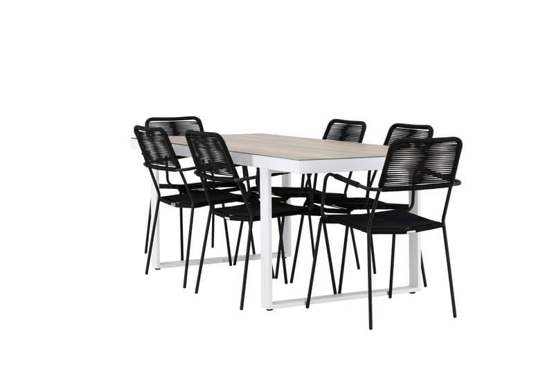 Merlo Matgrupp Utomhus + 6 Utestolar Vit - Utemöbler - Utegrupp - Matgrupper utomhus