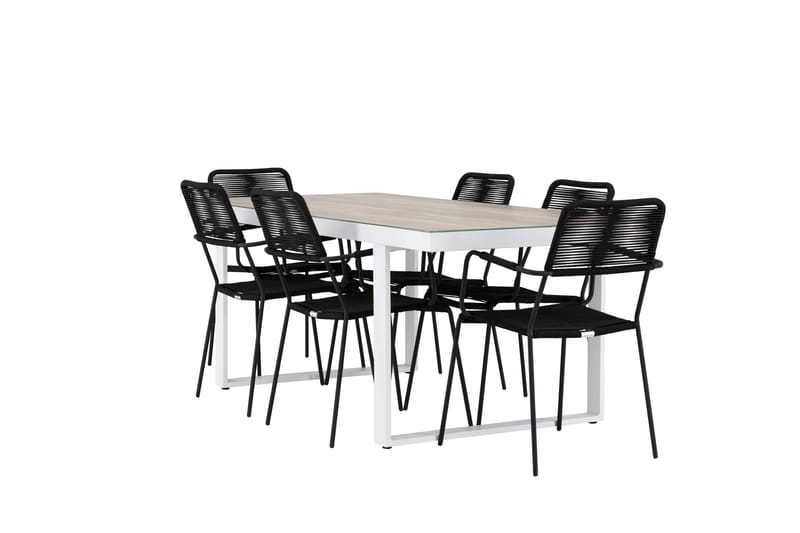 Merlo Matgrupp Utomhus + 6 Utestolar Vit - Utemöbler - Utegrupp - Matgrupper utomhus