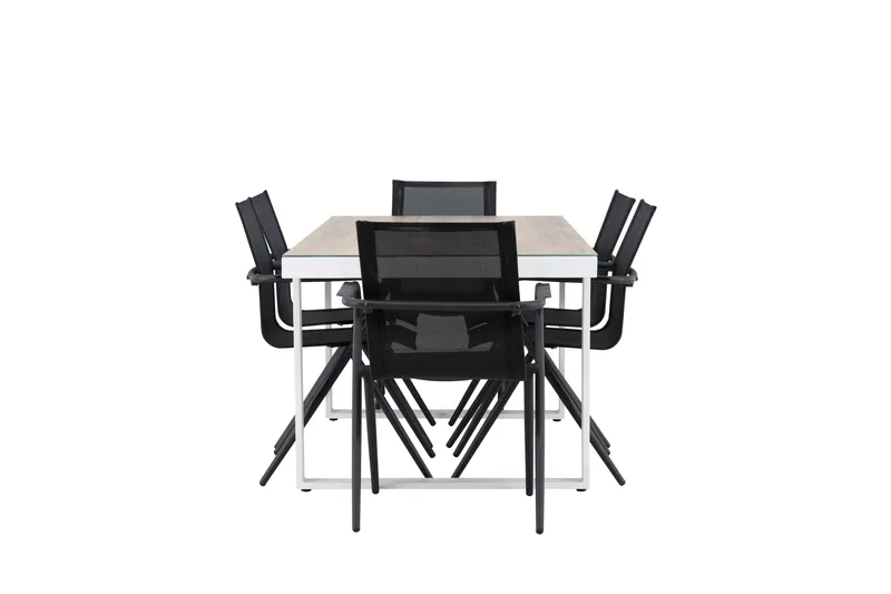 Merlo Matgrupp Utomhus cm Rektangulär med 6 Alina Utestolar - Vit - Utemöbler - Utegrupp - Matgrupper utomhus