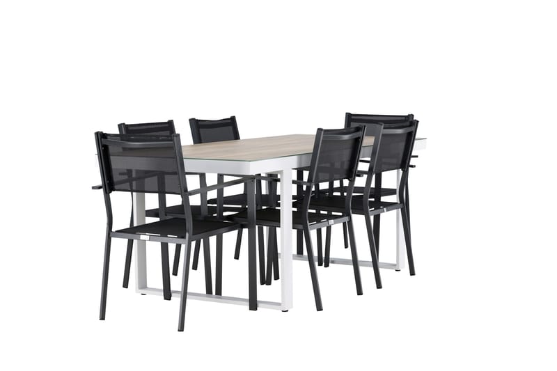 Merlo Matgrupp Utomhus cm Rektangulär med 6 Copacabana Utestolar - Vit - Utemöbler - Utegrupp - Matgrupper utomhus