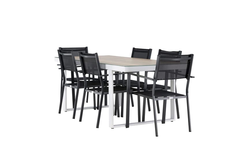 Merlo Matgrupp Utomhus cm Rektangulär med 6 Copacabana Utestolar - Vit - Utemöbler - Utegrupp - Matgrupper utomhus
