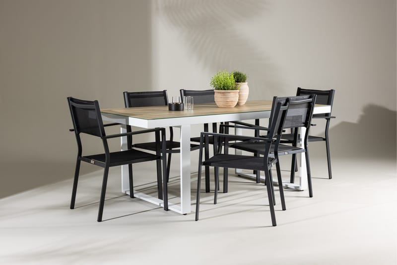 Merlo Matgrupp Utomhus cm Rektangulär med 6 Copacabana Utestolar - Vit - Utemöbler - Utegrupp - Matgrupper utomhus