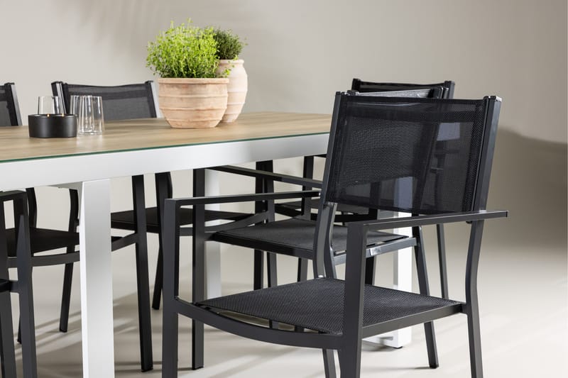 Merlo Matgrupp Utomhus cm Rektangulär med 6 Copacabana Utestolar - Vit - Utemöbler - Utegrupp - Matgrupper utomhus