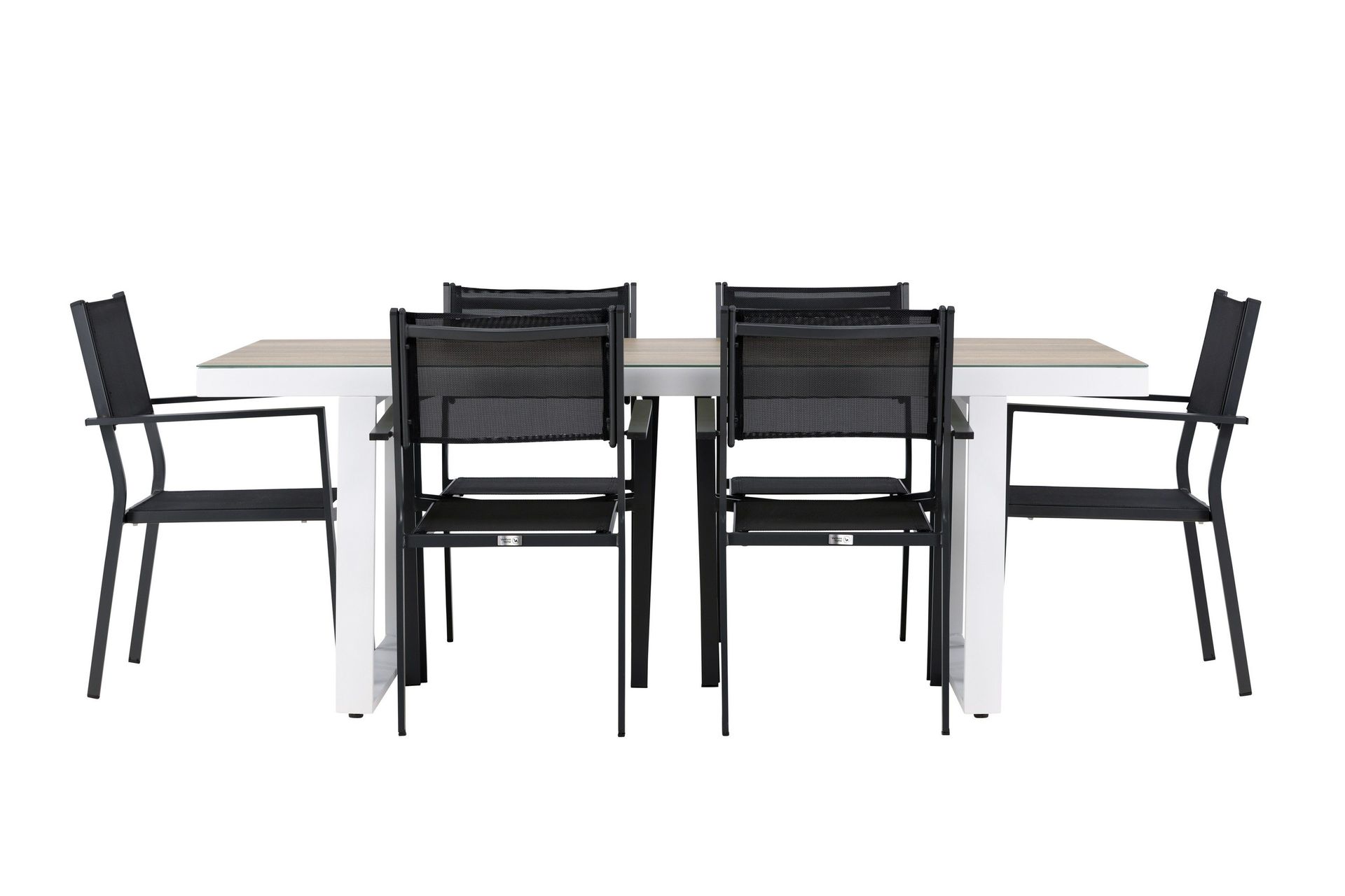 Merlo Matgrupp Utomhus cm Rektangul&auml;r med 6 Copacabana Utestolar - Vit
