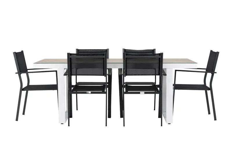 Merlo Matgrupp Utomhus cm Rektangulär med 6 Copacabana Utestolar - Vit - Utemöbler - Utegrupp - Matgrupper utomhus